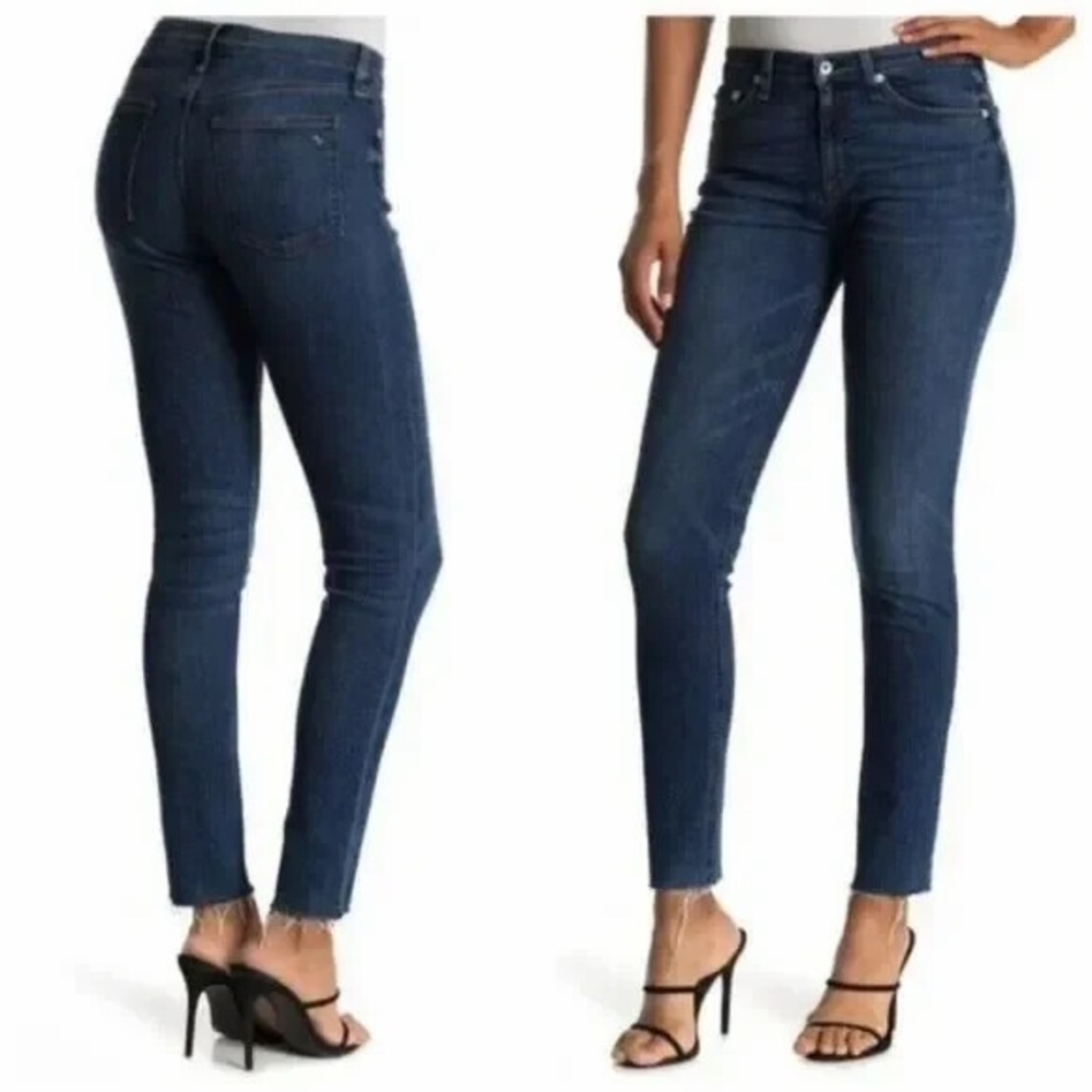 Rag & Bone Cate Mid Rise Skinny Jeans Raw Hem Denim Stretch Size 29